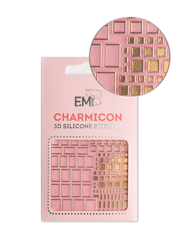 E.Mi, 3D-стикеры №158 Квадраты золото Charmicon 3D Silicone Stickers e mi 3d стикеры 178 цветы золото charmicon 3d silicone stickers