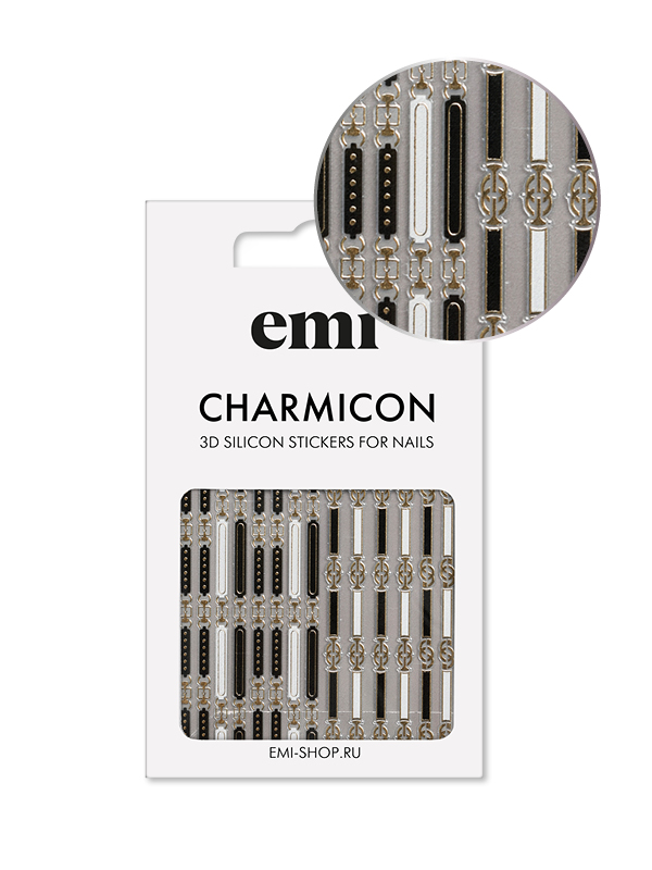 

E.Mi, 3D-стикеры №156 Ремни Charmicon 3D Silicone Stickers, Черный;золотистый;белый