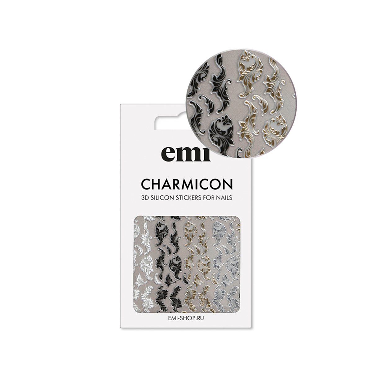 

E.Mi, 3D-стикеры №155 Вензеля Charmicon 3D Silicone Stickers, Черный;золотистый;белый