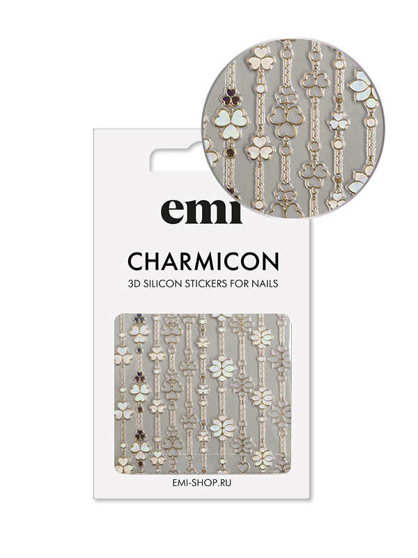 

E.Mi, 3D-стикеры №154 Floral Art Charmicon 3D Silicone Stickers, Золотистый;белый