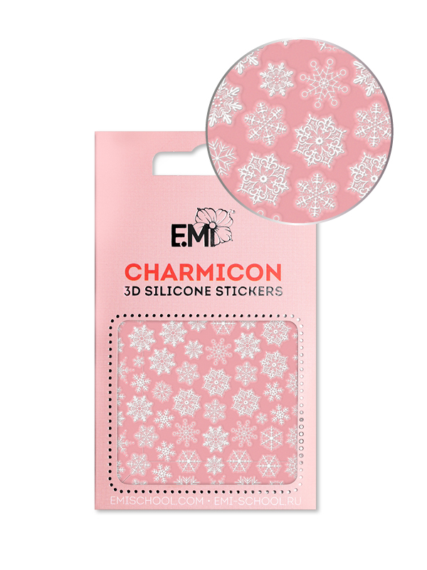 

E.Mi, 3D-стикеры №150 Снежинки белые Charmicon 3D Silicone Stickers, Белый