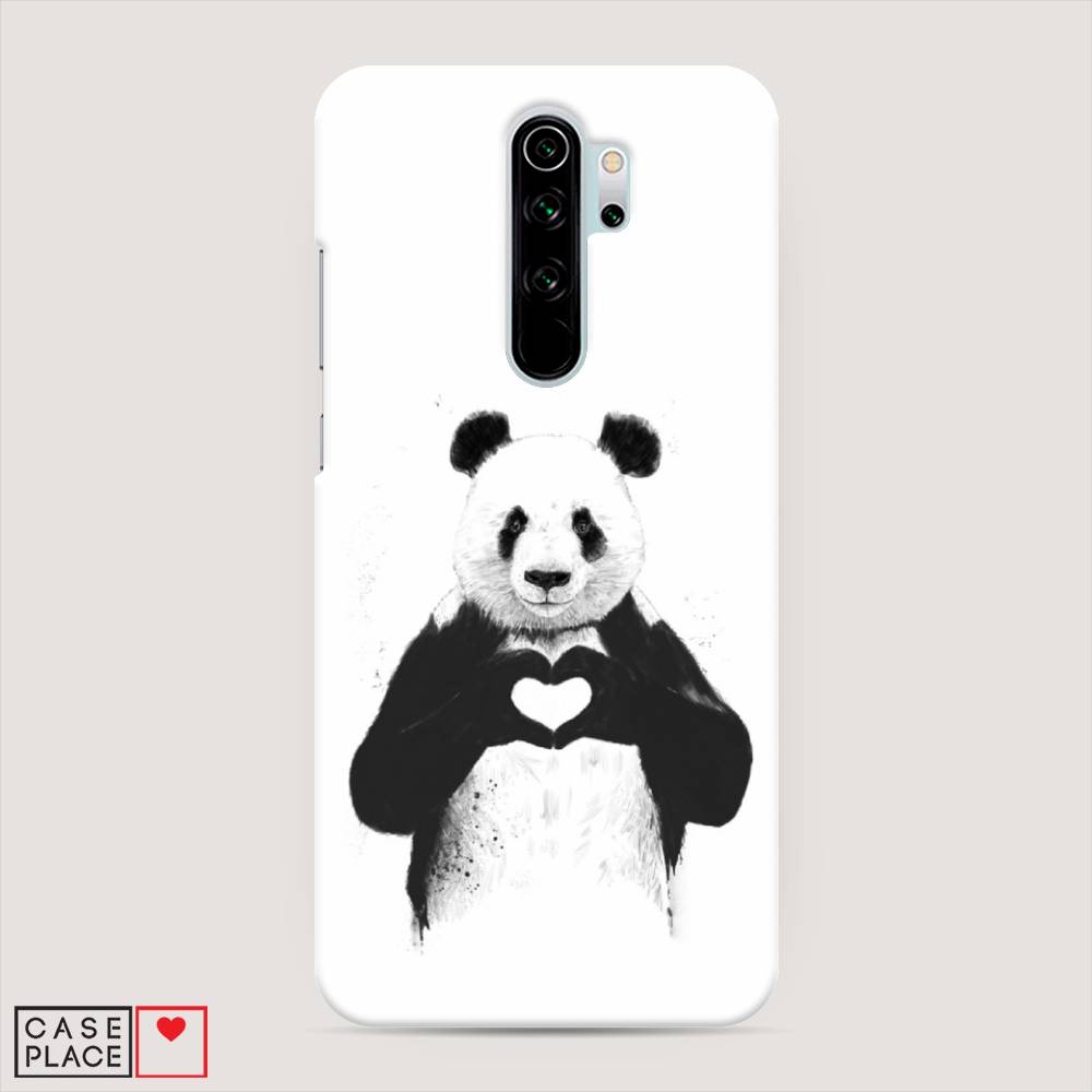 фото Пластиковый чехол "панда love" на xiaomi redmi note 8 pro awog