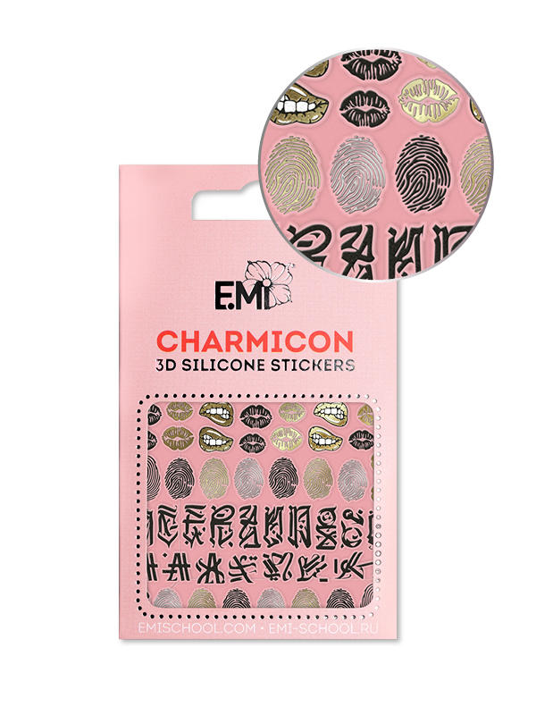 E.Mi, 3D-стикеры №146 Отпечатки Charmicon 3D Silicone Stickers Россия черный,  золотистый