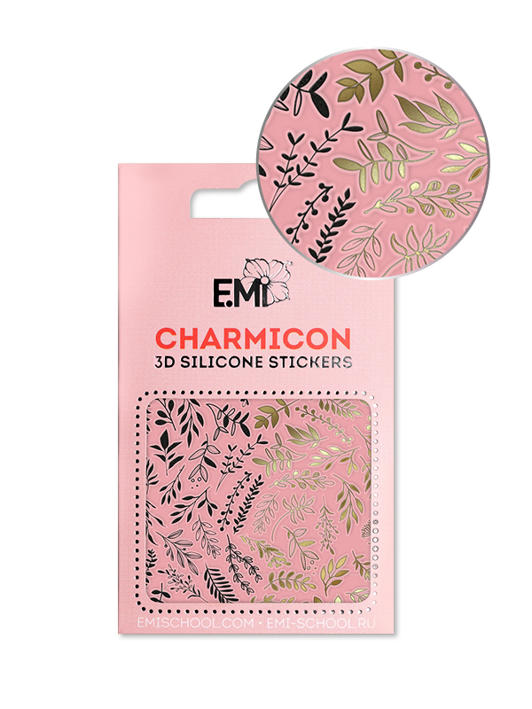 

E.Mi, 3D-стикеры №143 Веточки Charmicon 3D Silicone Stickers, Черный;золотистый