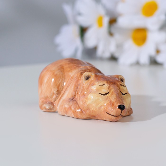 

Сувенир Медвежонок лежа, ярославская майолика, h=8 см