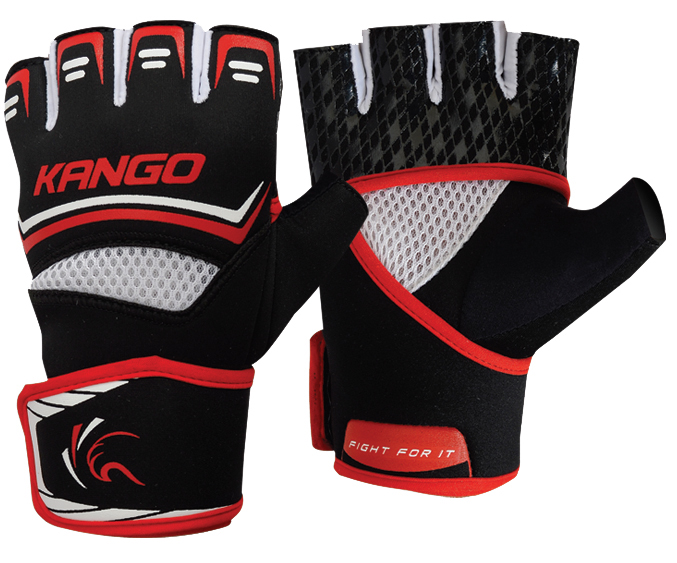 фото Перчатки спортивные kango kma-249 black red/white