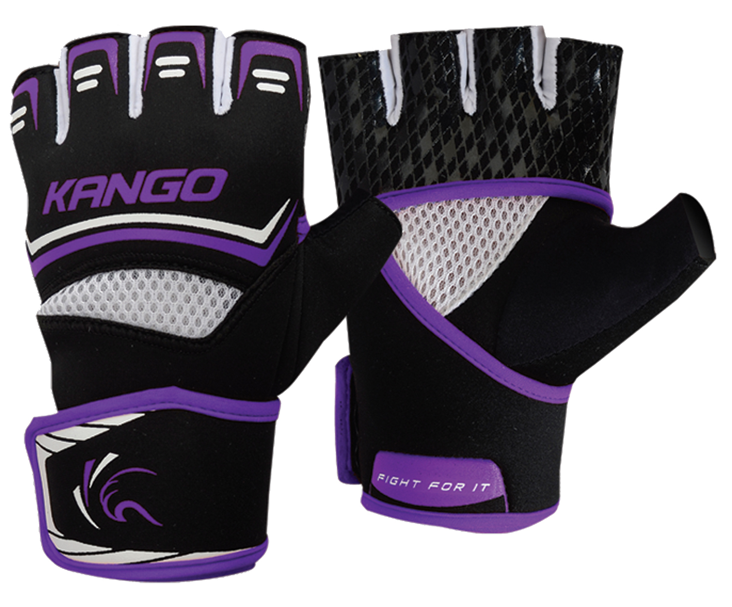 фото Перчатки спортивные kango kma-250 black purple/white