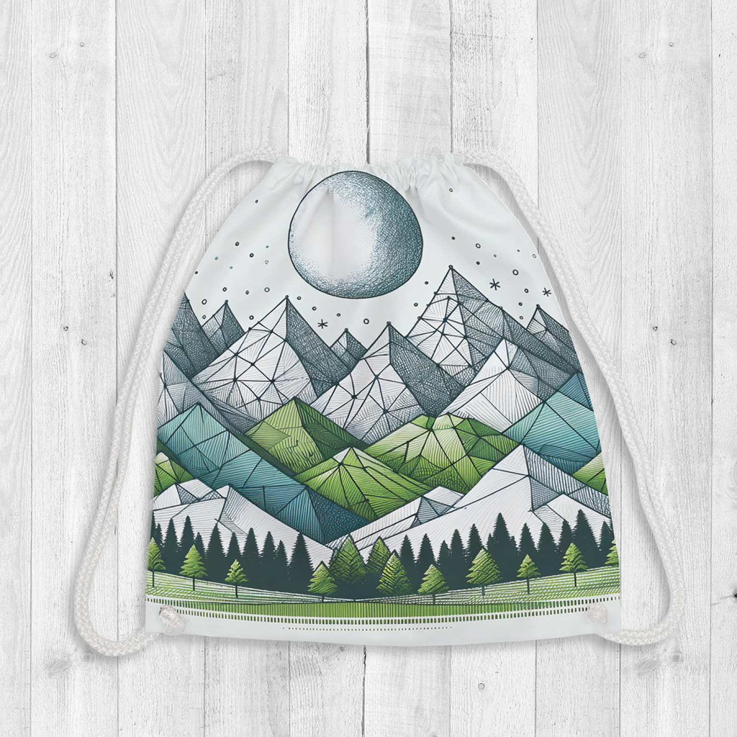 

Мешок для обуви JoyArty Геометрические горы зеленый, Геометрические горы