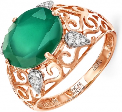 

Кольцо из красного золота с бриллиантом/ониксом р. 19 Kabarovsky 11-0506-1900, 11-0506-1900