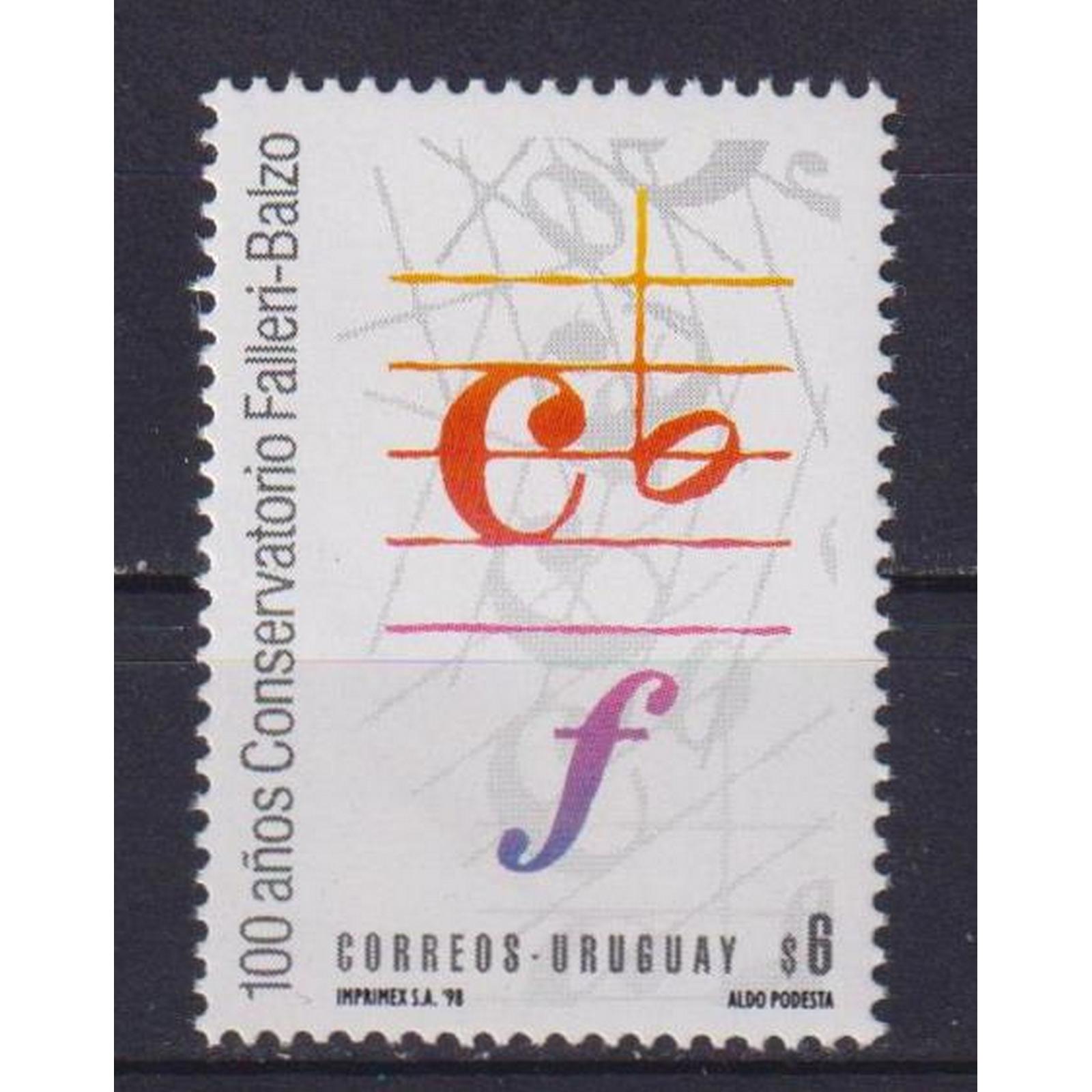 

Почтовые марки Уругвай 100-летие Музыкальной консерватории Фаллери-Бальцо Ноты