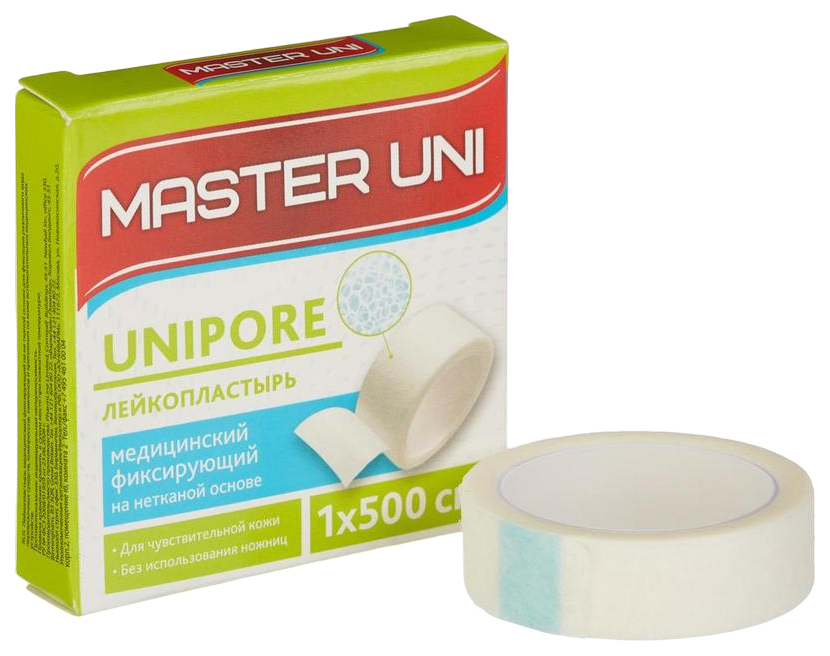 

Лейкопластырь 1х500см н/тканный в картоне Master Uni, 8шт, Белый