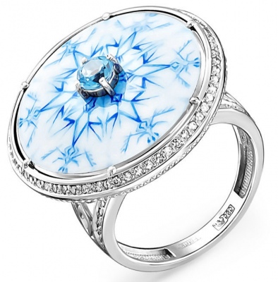 

Кольцо из белого золота с бриллиантом/эмалью/топазом р. 17,5 Kabarovsky 11-11099-2522, 11-11099-2522