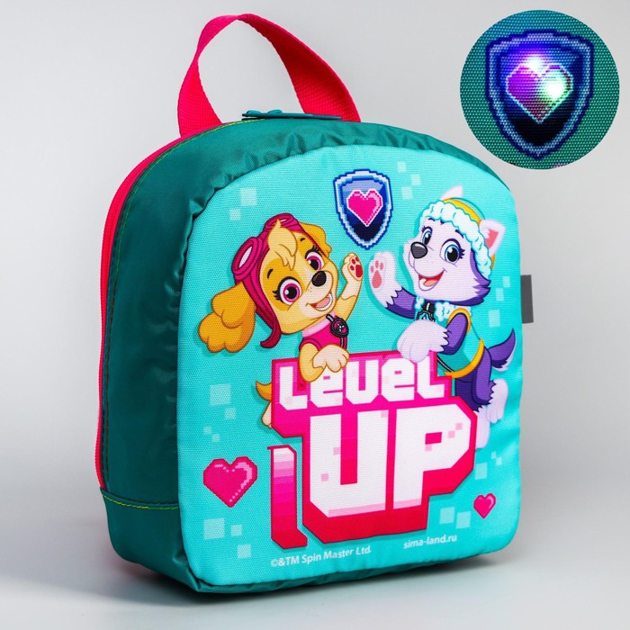 

Рюкзак детский PAW Patrol с мигающим элементом, отдел на молнии, Скай и Эверест, Бирюзовый, Щенячий патруль