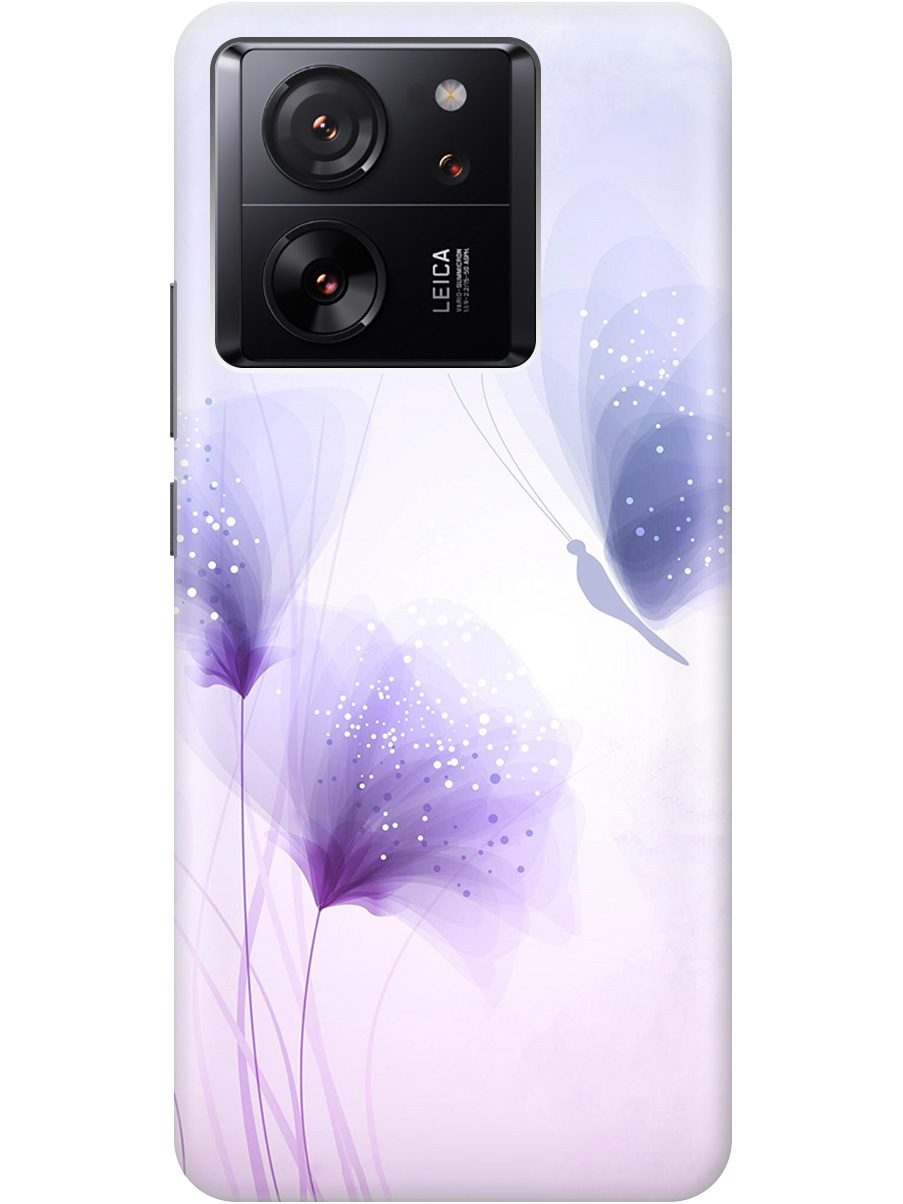 

Чехол на Xiaomi 13T, 13T Pro "Бабочка и фиолетовые цветы" прозрачный, Фиолетовый, 20010136
