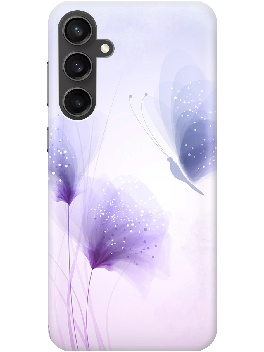 

Чехол на Samsung Galaxy S23 FE "Бабочка и фиолетовые цветы" прозрачный, Фиолетовый, 20010133
