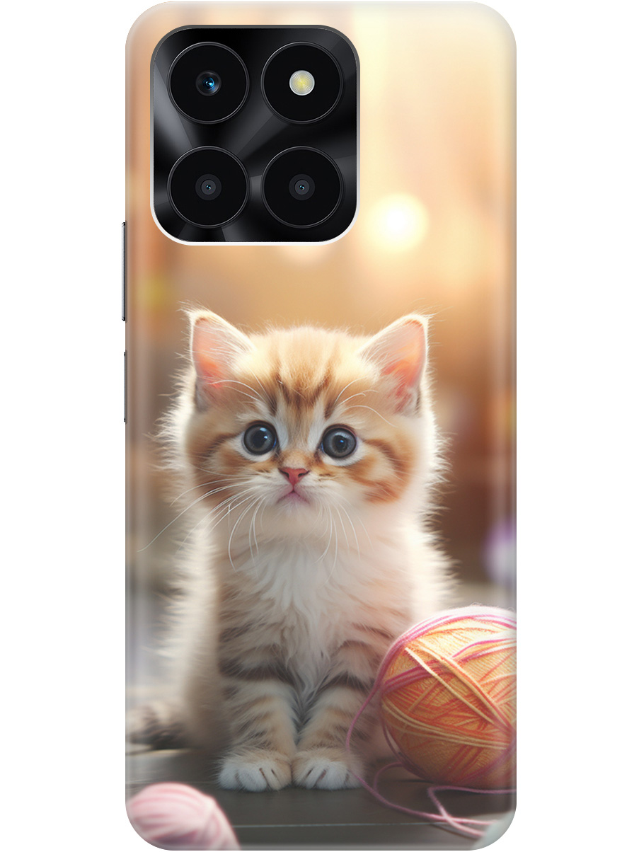 

Силиконовый чехол на Honor X6a с принтом "Котенок и нити" прозрачный, Белый;желтый;розовый, 20010130