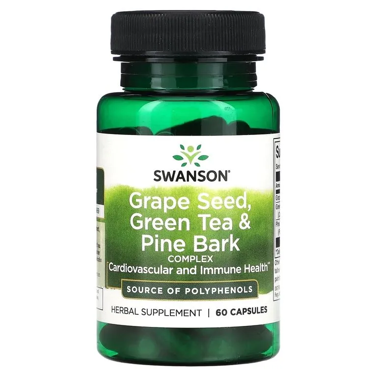 

Комплекс SWANSON Grape Seed, Green Tea & Pine Bark Complex 60 капсул
