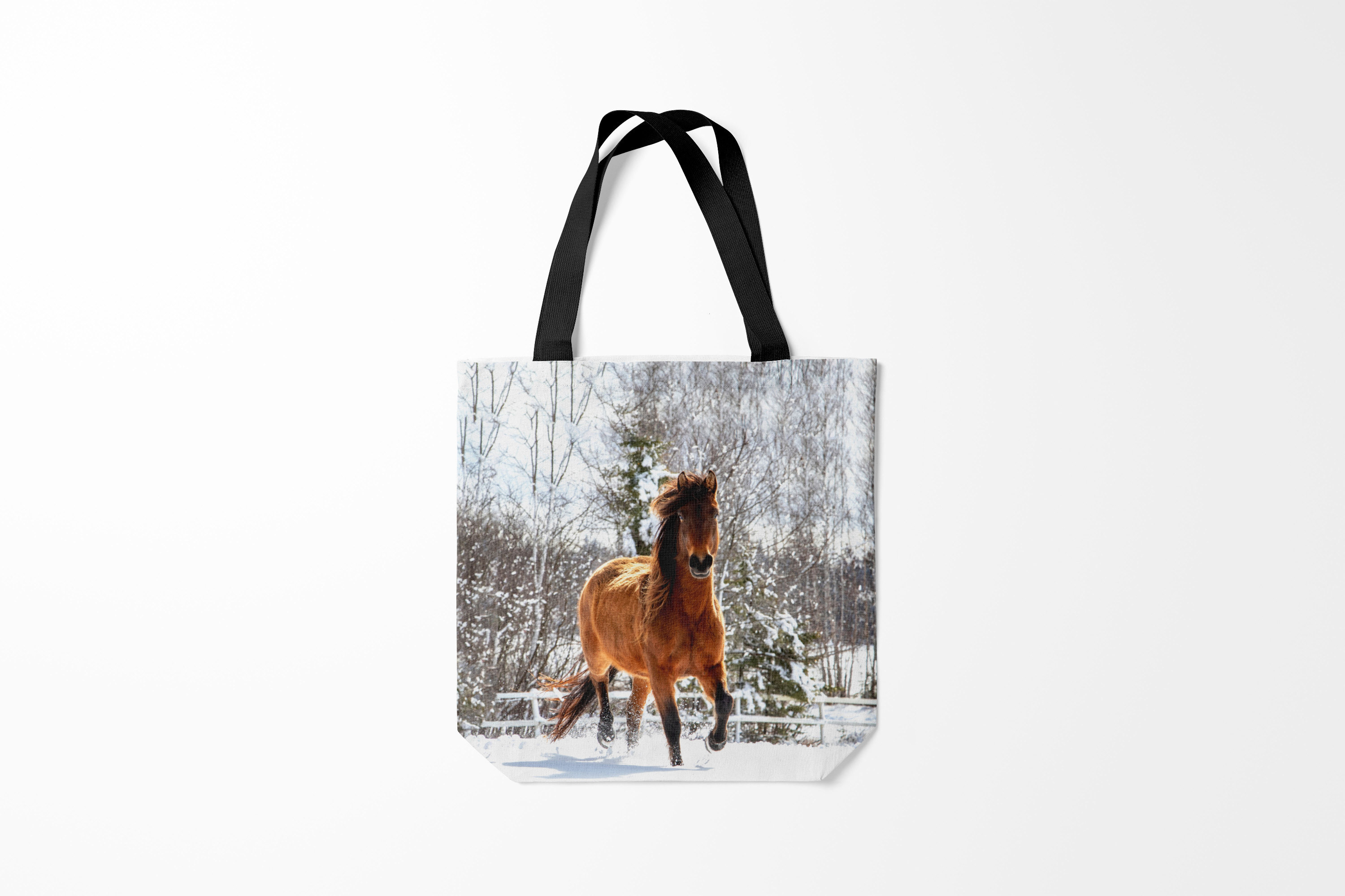 фото Сумка шоппер женская burnettie лошади конь и снег, разноцветный