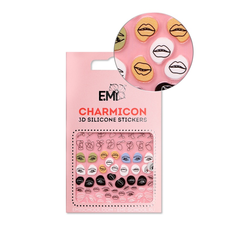 

E.Mi, 3D-стикеры №125 Губы и глаза Charmicon 3D Silicone Stickers, Разноцветный