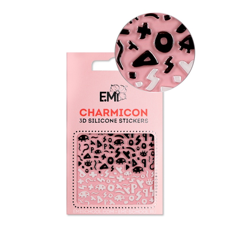 

E.Mi, 3D-стикеры №119 Тайные символы Charmicon 3D Silicone Stickers, Черный;белый