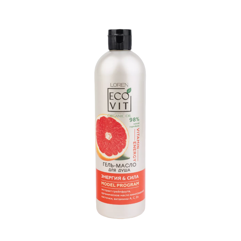 Гель-масло для душа ECOandVIT Organic Oil Model Program Энергия и сила, грейпфрут 500 мл