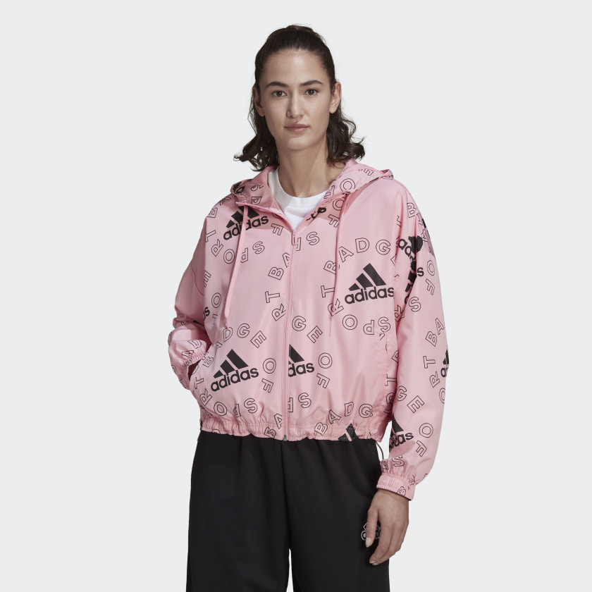 фото Ветровка женская adidas w bluv q1 windbreaker розовая xs