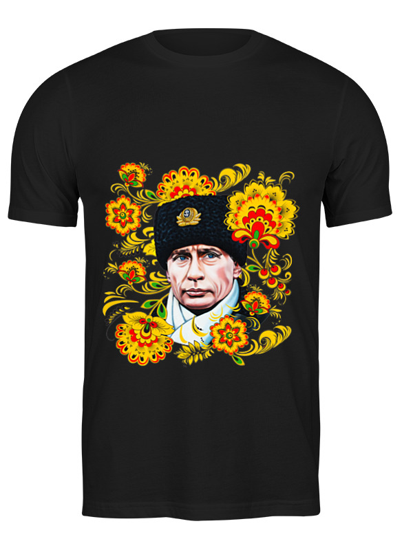 

Футболка мужская Printio Путин – хохлома черная 3XL, Путин – хохлома