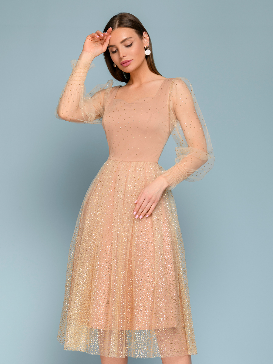 

Платье женское 1001dress 0102701 бежевое 42 RU, 0102701