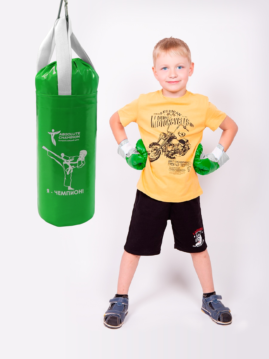 Набор детский игровой ABSOLUTE CHAMPION Я-Чемпион 6кг зеленый (перчатки, груша) kett up набор для юного боксера