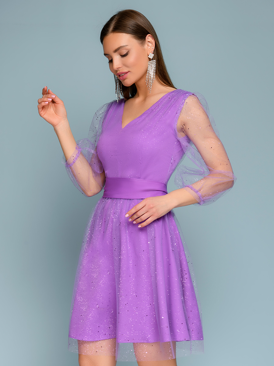 Платье женское 1001dress 0102714 фиолетовое 48 RU