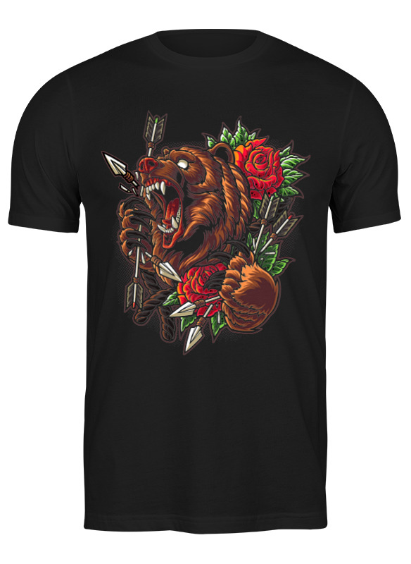 

Футболка мужская Printio bear&roses черная XL, Черный, bear&roses