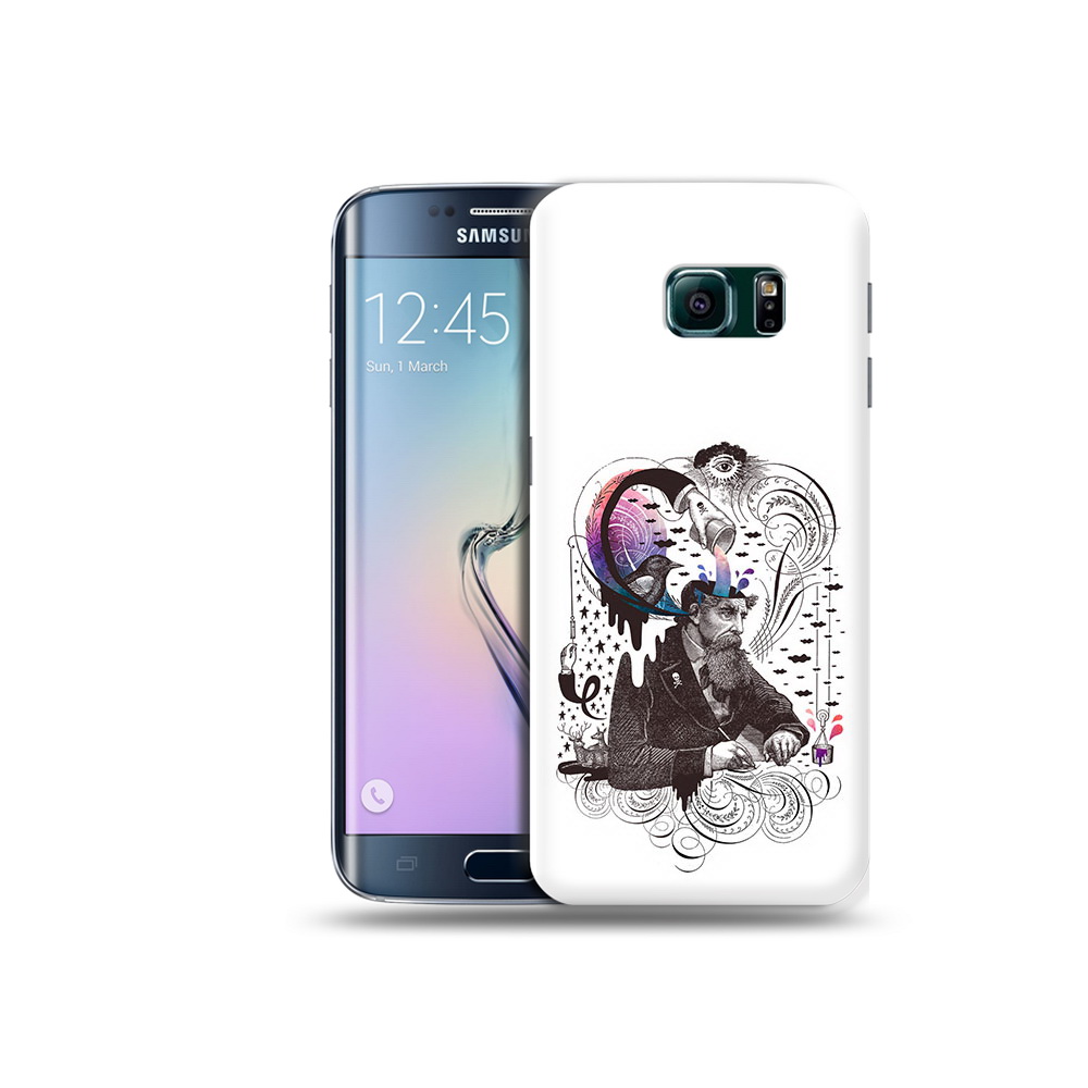 

Чехол MyPads Tocco для Samsung Galaxy S6 Edge абстракция думающий мужчина, Прозрачный, Tocco