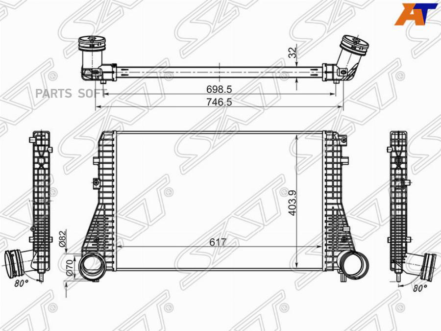 

SAT Радиатор интеркулера VW GOLF 03-/PASSAT 05-/SKODA OCTAVIA 04-/YETI 09-/AUDI A3 04-13