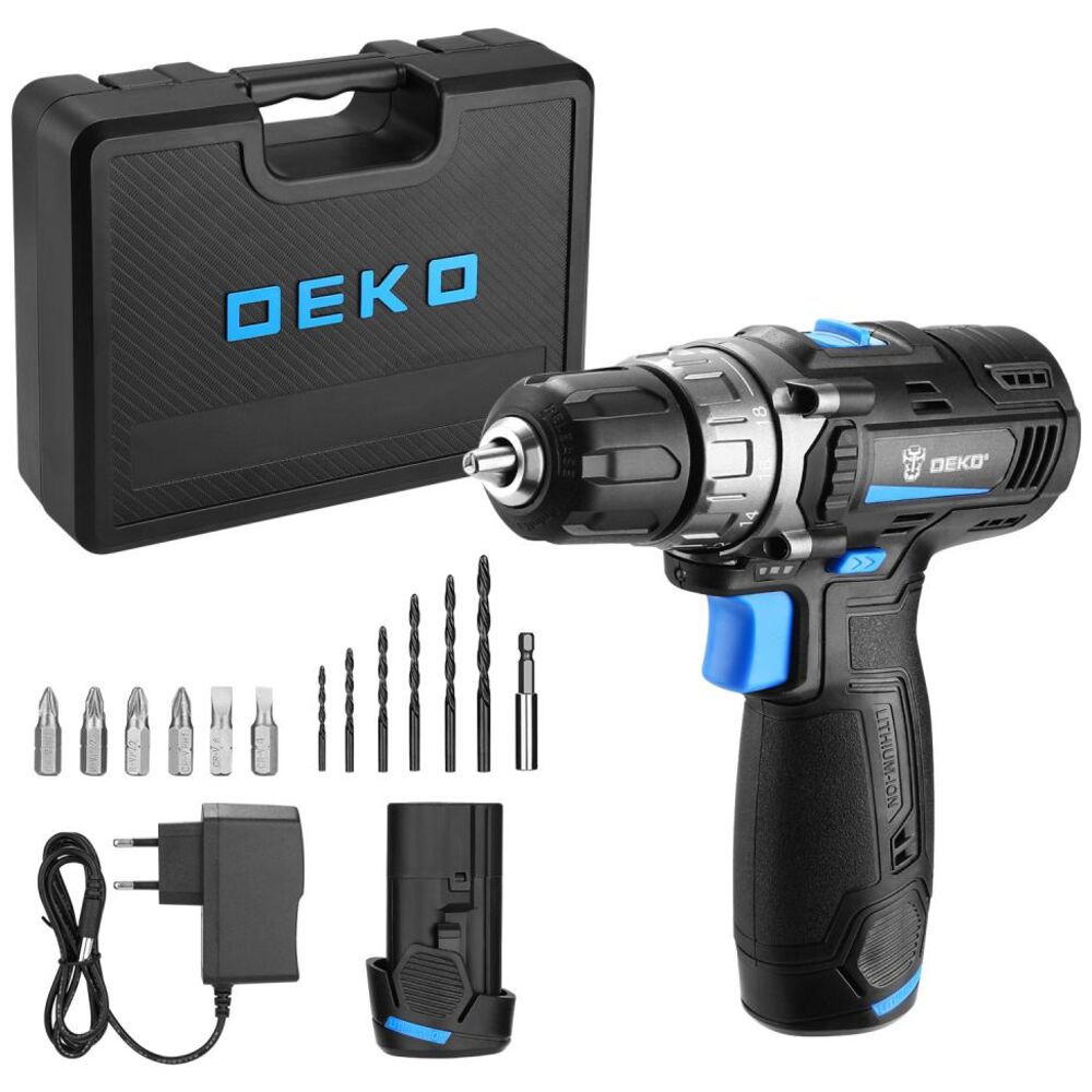 Аккумуляторная дрель-шуруповерт Deko DKCD12V PRO в кейсе + оснастка 13шт, 12В 083-1007