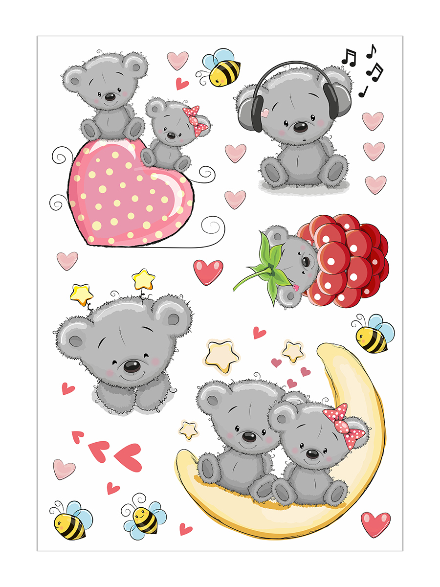 

Наклейка Woozzee Серые медвежата