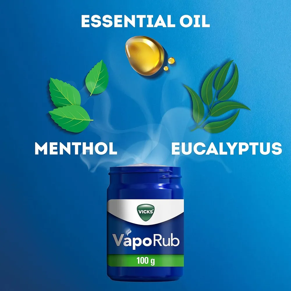 

Мазь Vicks для снятия боли, простуды, от кашля и заложенного носа, с 2-х лет, 100 мл, Vicks 100