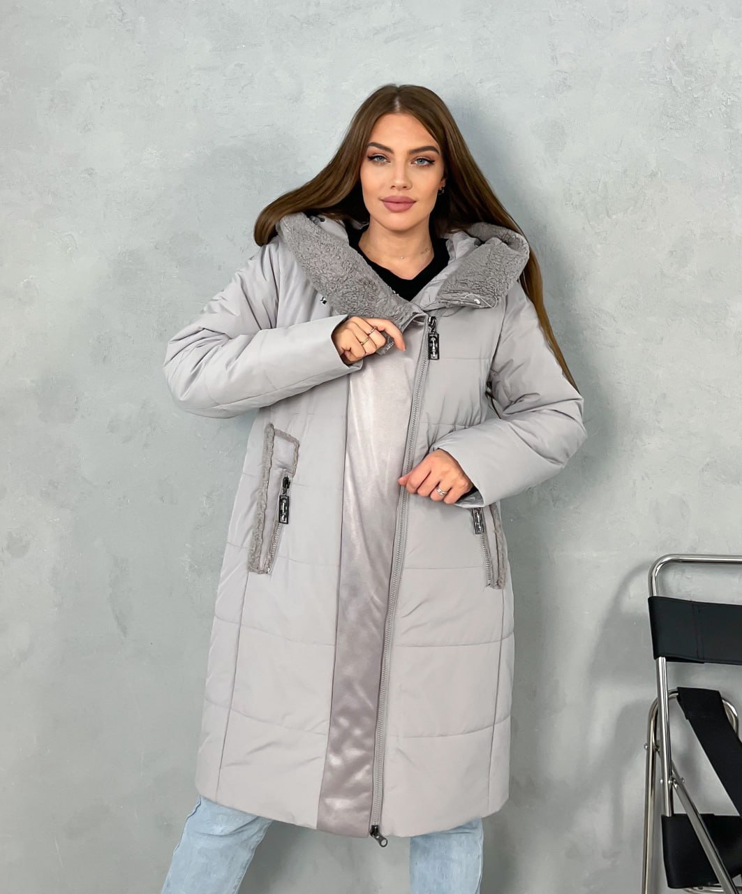 

Пальто женское NoBrand 9223 серое 56 RU, Серый, 9223