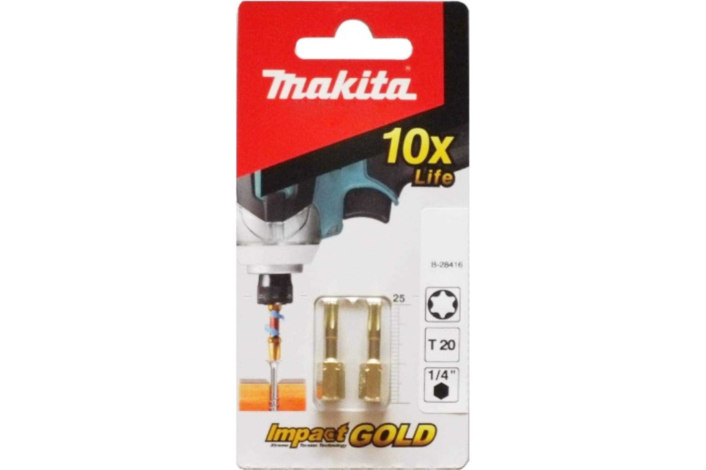 

Бита Impact Gold T20, 25 мм, C-form, 2 шт Makita (B-28416), B-28416
