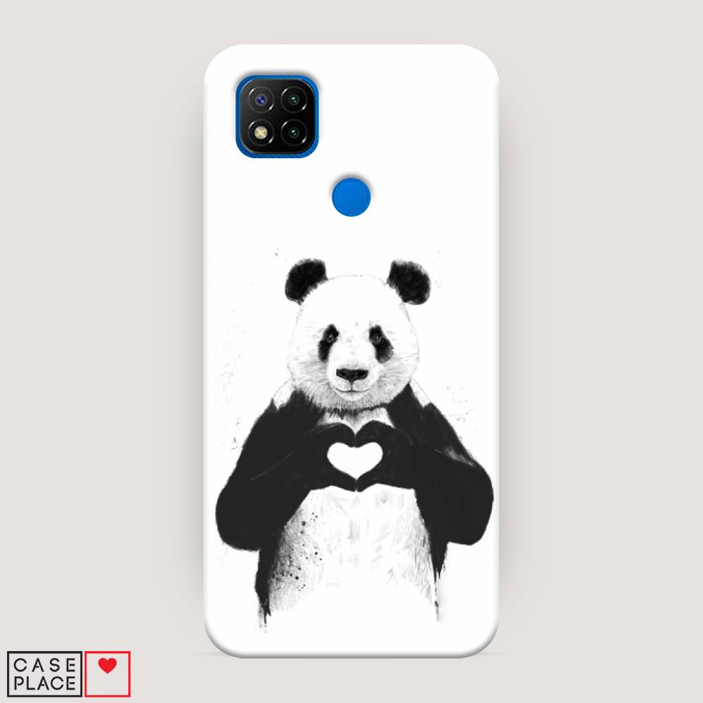фото Пластиковый чехол "панда love" на xiaomi redmi 9c awog