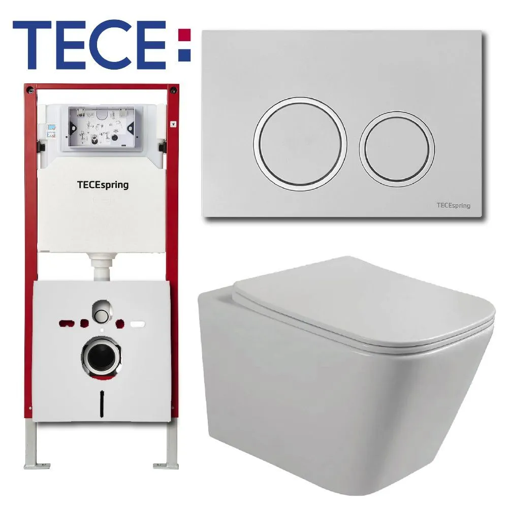 

Инсталляция ТЕСЕ с подвесным унитазом Milleau CONT панель смыва белая, TECE_CONT
