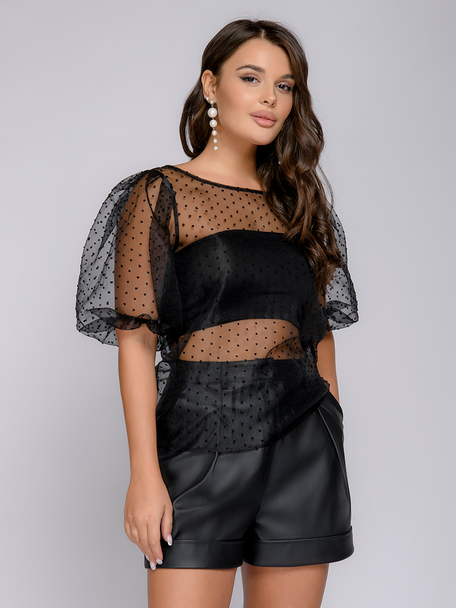 

Блуза женская 1001dress 0102707 черная 48 RU, 0102707