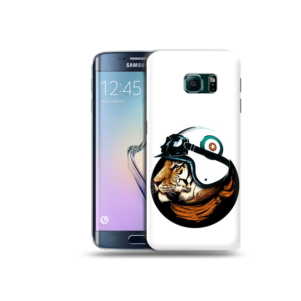 Чехол MyPads Tocco для Samsung Galaxy S6 Edge Тигр в шлеме