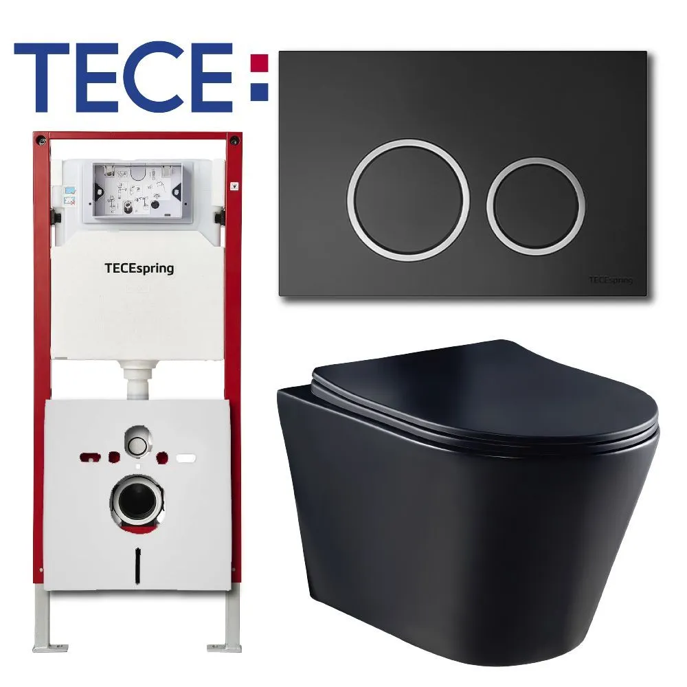 

Инсталляция ТЕСЕ с подвесным унитазом CULTO MONET BLACK панель смыва черная, TECE_BLACK