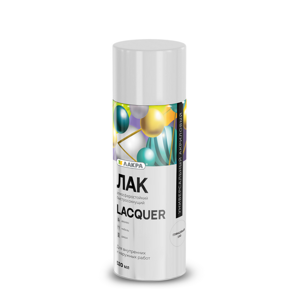 

Лак Лакра Lacquer аэрозольный универсальный глянцевый 190, Прозрачный
