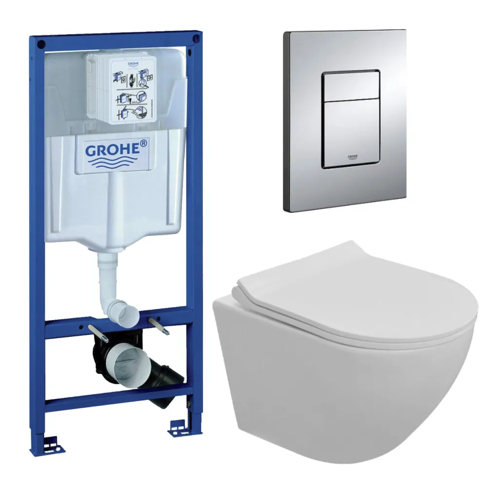 

Комп. 3 в 1 инсталляция Grohe Rapid SL + Унитаз подвесной CULTO ANDI WHITE+ кнопка GROHE, GROHE_SL