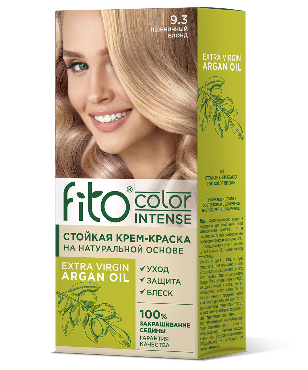 

Крем-краска для волос Fito Color Intense аргана, стойкая, тон 9.3 Пшеничный блонд 115 мл