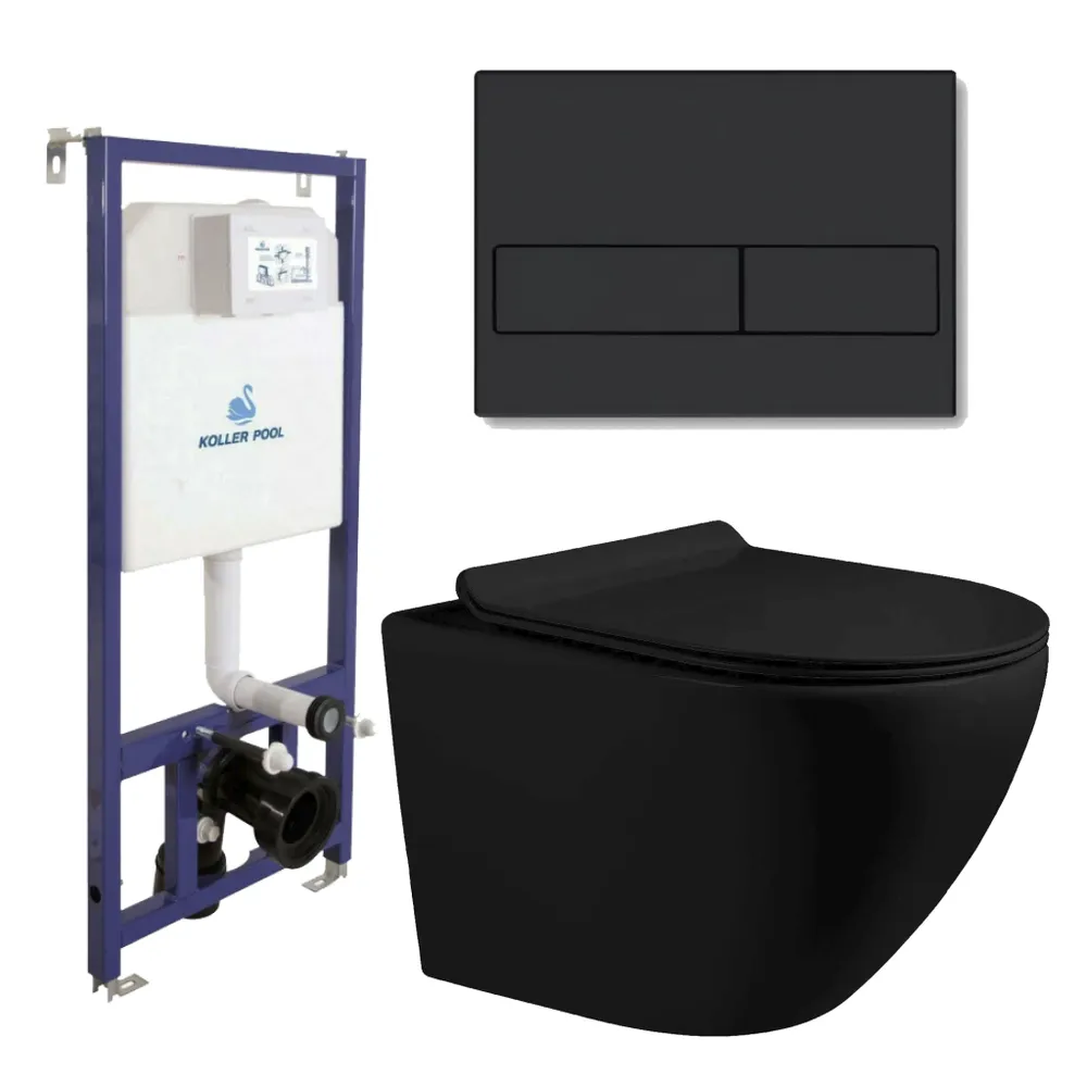 

Инсталляция с подвесным унитазом MILLEAU ALBY Black NEON. Панель смыва черная, ALBYB_KP