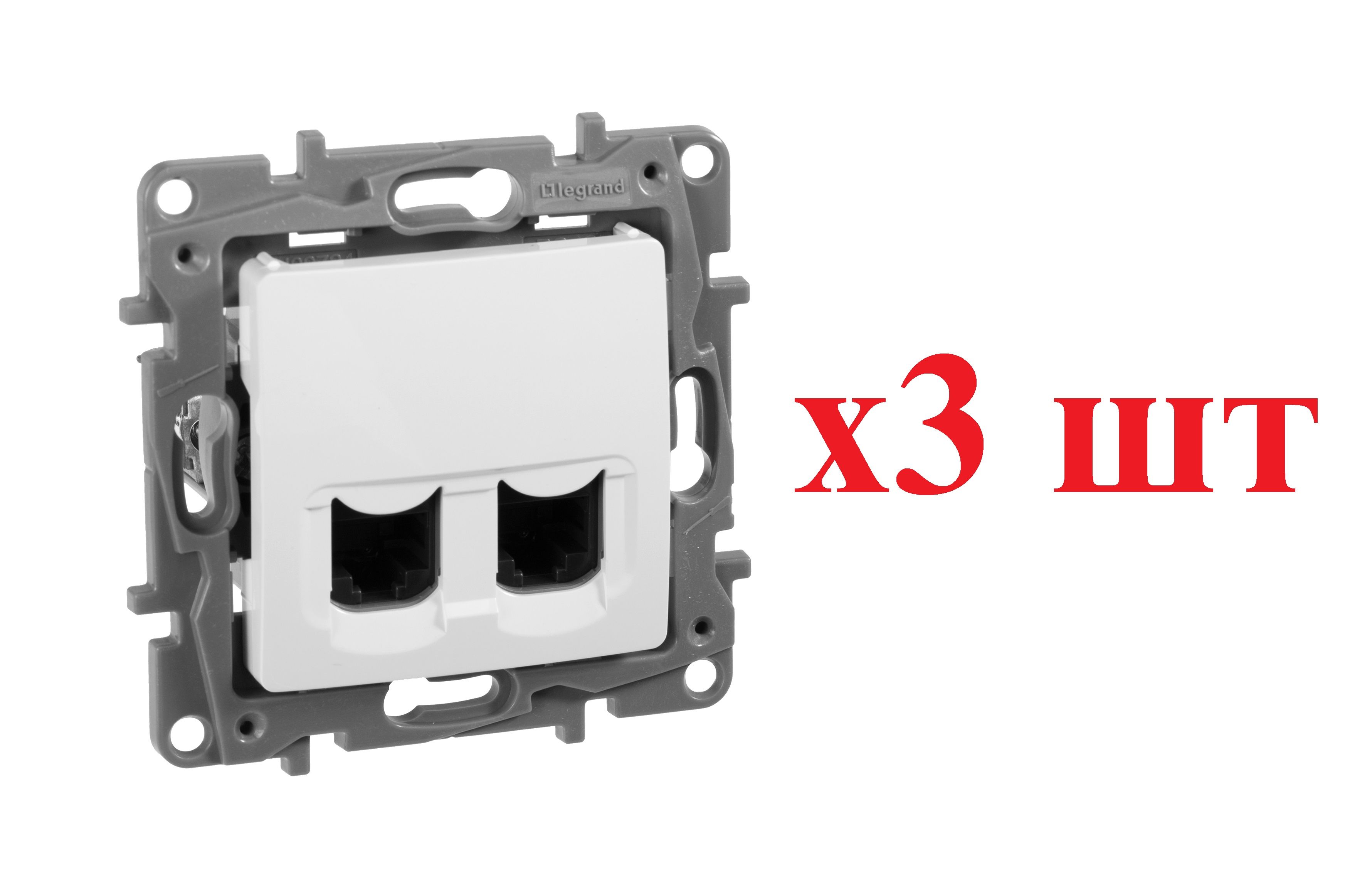 

Legrand Etika Бел Розетка компьютерная 2-ая RJ45, категория 5е UTP 672255 (3шт), RJ-45 Ethernet_672255_3