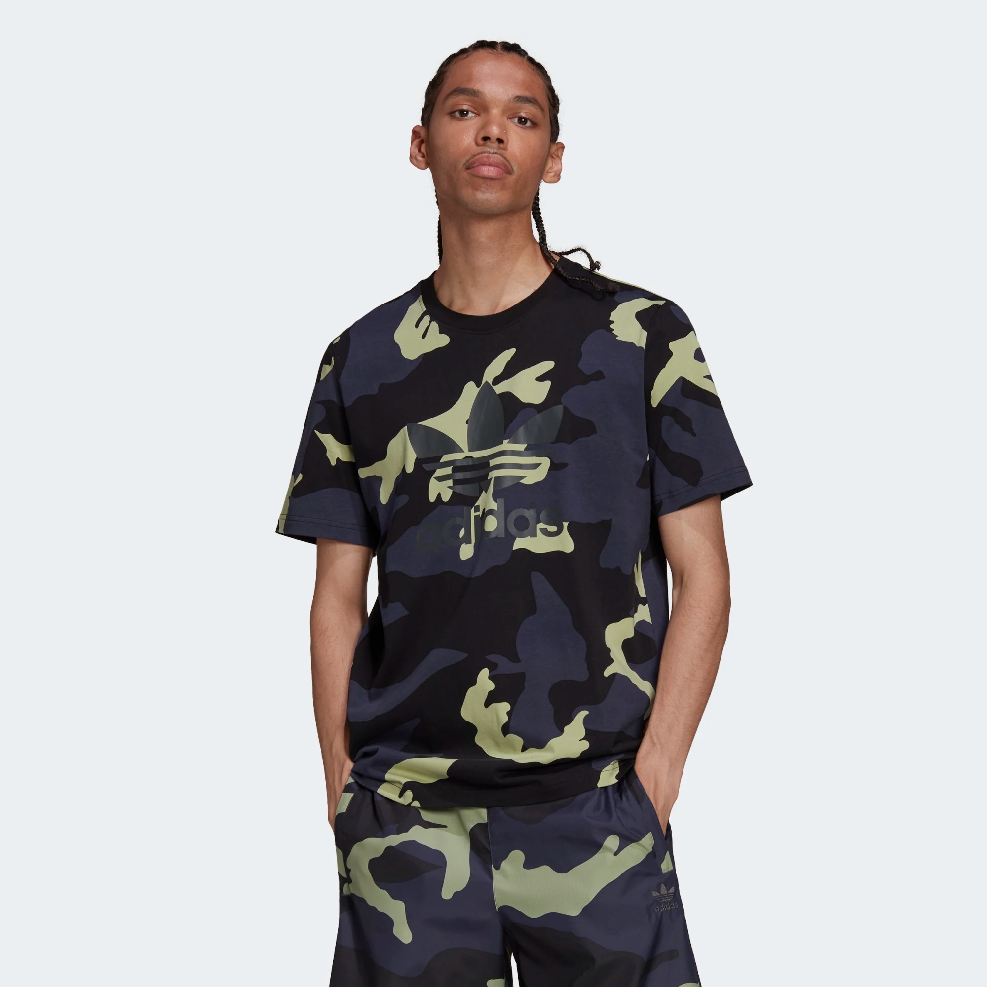 

Футболка мужская Adidas Camo Aop Tee синяя S, Camo Aop Tee