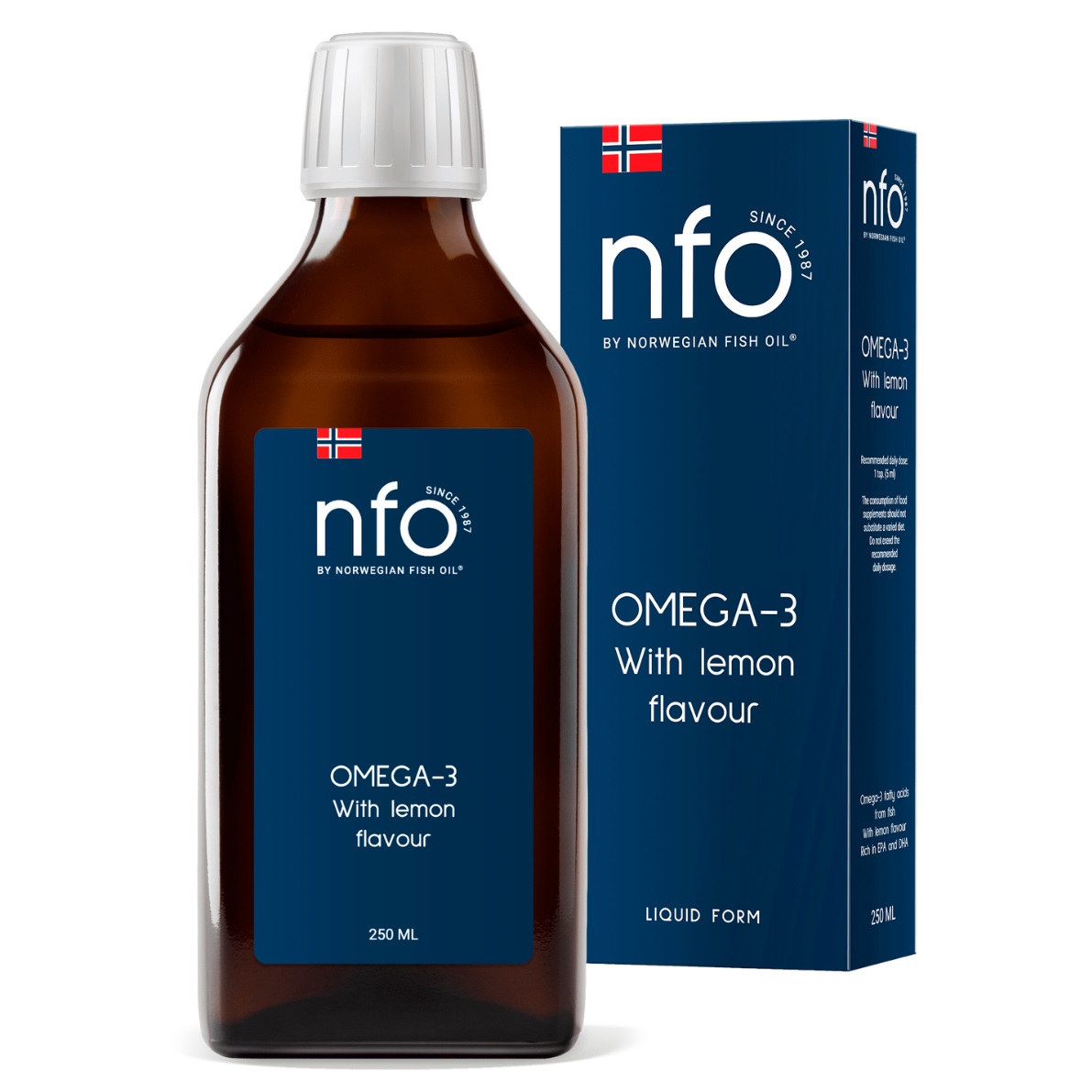 Купить БАД Омега 3 NFO со вкусом лимона 250 мл, Norwegian Fish Oil